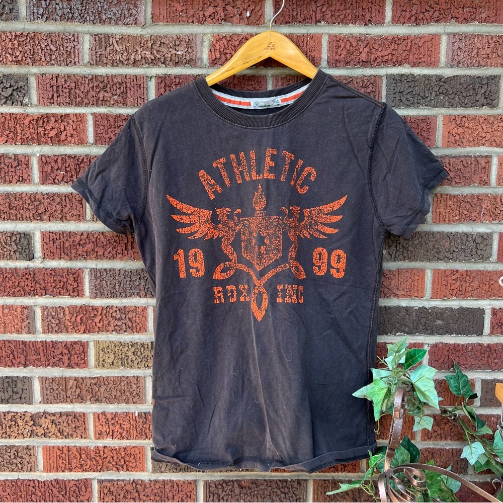 Athletic Graphic Short Sleeve Tee - Black with Orange Print